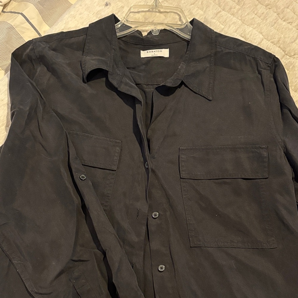 Babaton Aritzia Black Button Down Silk Shirt